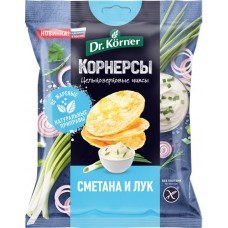 Чипсы рисово-кукурузные DR. KORNER цельнозерновые, со сметаной и зеленым луком, 50г в магазинах Лента