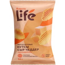 Чипсы нутовые ЛЕНТА LIFE Сыр Чеддер, 50г в магазинах Лента