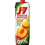 Сок J7 Яблоко и персик с мякотью, 0.97л