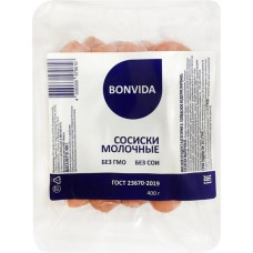 Сосиски BONVIDA Молочные ГОСТ, 400г в магазинах Лента