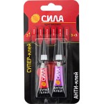 Супер-клей СИЛА SABL1-33 Сверхпрочный + Антиклей Арт. C0039400, 3г+3г