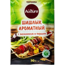 Приправа АЙДИГО Шашлык ароматный, с базиликом и перцем, 30г в магазинах Лента