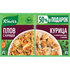 Смесь для приготовления KNORR На второе Плов и Курица в сливочном соусе, 48г в магазинах Лента
