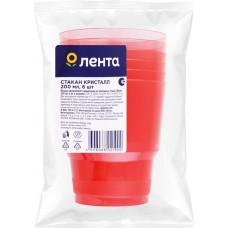 Стакан одноразовый ЛЕНТА Кристал пластик 200мл, 6шт в магазинах Лента
