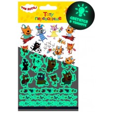 Наклейки-тату ТРИ КОТА 11х20см, светящиеся, переводные в магазинах Лента