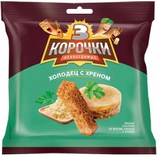 Сухарики ржаные ТРИ КОРОЧКИ Холодец с хреном, 100г в магазинах Лента
