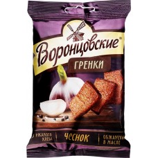 Сухарики ржаные ВОРОНЦОВСКИЕ со вкусом чеснока, 60г в магазинах Лента