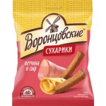 Сухарики ржано-пшеничные ВОРОНЦОВСКИЕ Ветчина и сыр, 120г