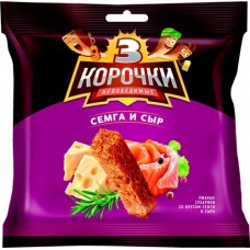 Сухарики ржано-пшеничные ТРИ КОРОЧКИ Семга и сыр, 40г в магазинах Лента