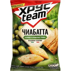 Сухарики ХРУСTEAM Чиабатта, со вкусом оливки и ароматные травы, 55г в магазинах Лента