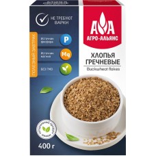 Хлопья гречневые АГРО-АЛЬЯНС, 400г в магазинах Лента