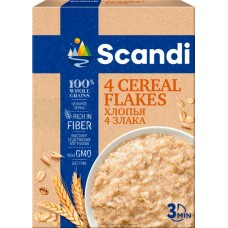 Хлопья SCANDI 4 злака, 400г в магазинах Лента