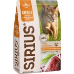Корм сухой для кошек SIRIUS Утка и клюква, для стерилизованных, 1,5кг
