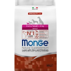 Корм сухой для взрослых собак MONGE Dog Speciality Extra Small ягненок с рисом, для мини пород, 800г в магазинах Лента