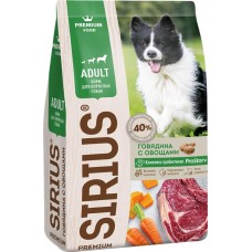 Корм сухой для собак SIRIUS Говядина с овощами, 2кг в магазинах Лента