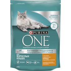 Корм сухой для взрослых кошек PURINA ONE Adult с курицей и цельными злаками, 200г в магазинах Лента