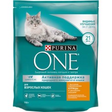 Корм сухой для взрослых кошек PURINA ONE Adult с курицей и цельными злаками, 750г в магазинах Лента