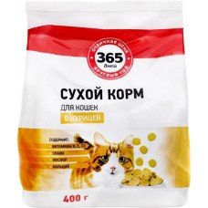 Корм сухой для кошек 365 ДНЕЙ с курицей, 400г в магазинах Лента