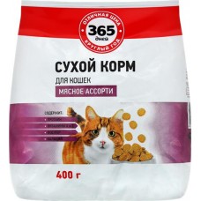 Корм сухой для кошек 365 ДНЕЙ Мясное ассорти, 400г в магазинах Лента