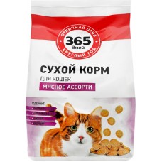 Корм сухой для кошек 365 ДНЕЙ Мясное ассорти, 2кг в магазинах Лента