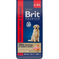 Корм сухой для взрослых собак BRIT Premium Adult L для крупных пород, 15кг в магазинах Лента