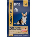 Корм сухой для взрослых собак BRIT Premium Adult M для средних пород, 1кг