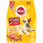 Корм сухой для взрослых собак PEDIGREE Говядина, для малых пород, 600г