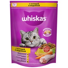 Корм сухой для кошек WHISKAS Вкусные подушечки с нежным паштетом, Аппетитное ассорти с курицей и индейкой, 800г в магазинах Лента