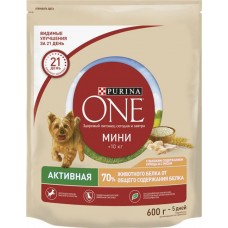Корм сухой для взрослых собак PURINA ONE Mini Активная Курица и рис, 600г в магазинах Лента