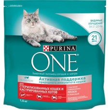 Корм сухой для взрослых кошек PURINA ONE с высоким содержанием лосося и пшеницей, для стерилизованных и кастрированных, 1,5кг в магазинах Лента