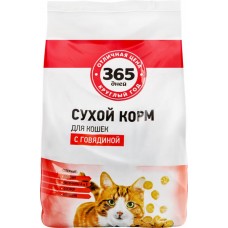 Корм сухой для кошек 365 ДНЕЙ с говядиной, 2кг в магазинах Лента