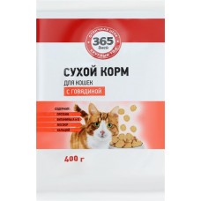 Корм сухой для кошек 365 ДНЕЙ с говядиной, 400г в магазинах Лента