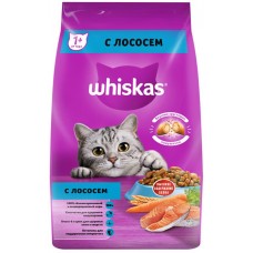 Корм сухой для взрослых кошек WHISKAS Вкусные подушечки с нежным паштетом, Аппетитный обед с лососем, 1,9кг в магазинах Лента