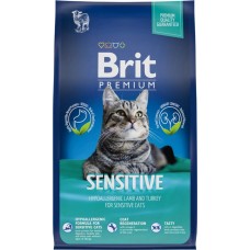 Корм сухой для взрослых кошек BRIT Premium Cat Sensitive с ягненком и индейкой, c чувствительным пищеварением, 800г в магазинах Лента