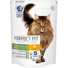 Корм сухой для взрослых кошек PERFECT FIT с курицей, для стерилизованных, старше 7 лет, 650г в магазинах Лента