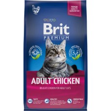 Корм сухой для взрослых кошек BRIT Premium Cat Adult Chicken с мясом курицы, 800г в магазинах Лента