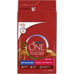 Корм сухой для взрослых собак PURINA ONE Adult Говядина и рис, для средних и крупных пород, 3,8кг