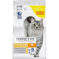 Корм сухой для взрослых кошек PERFECT FIT с индейкой, с чувствительным пищеварением, полнорационный, 2,5кг в магазинах Лента