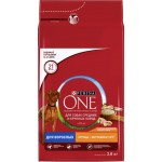 Корм сухой для взрослых собак PURINA ONE Adult с курицы и с рисом, для средних и крупных пород, 3,8кг