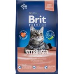 Корм сухой для взрослых кошек BRIT Premium Cat Sterilised Лосось, курица, для кастрированных и стерилизованных, 800г