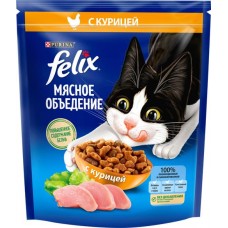 Корм сухой для взрослых кошек FELIX Мясное объедение с курицей, 600г в магазинах Лента