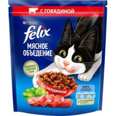 Корм сухой для взрослых кошек FELIX Мясное объедение с говядиной, 600г в магазинах Лента