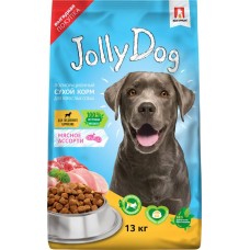 Корм сухой для взрослых собак ЗООГУРМАН Jolly Dog Мясное ассорти, полнорационный, 13кг в магазинах Лента