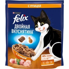 Корм сухой для взрослых кошек FELIX Двойная вкуснятина с птицей, 600г в магазинах Лента