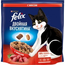 Корм сухой для взрослых кошек FELIX Двойная вкуснятина с мясом, 1,3кг в магазинах Лента