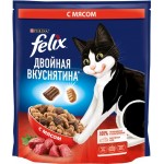 Корм сухой для взрослых кошек FELIX Двойная вкуснятина с мясом, 600г