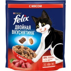 Корм сухой для взрослых кошек FELIX Двойная вкуснятина с мясом, 600г в магазинах Лента