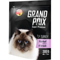 Корм сухой для взрослых кошек GRAND PRIX Hairball Индейка, для выведения шерсти из желудка, 300г в магазинах Лента