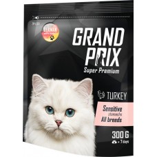 Корм сухой для взрослых кошек GRAND PRIX Sensitive с индейкой, для привередливых с чувствительным пищеварением, 300г в магазинах Лента