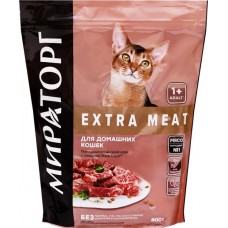 Корм сухой для кошек МИРАТОРГ Extra Meat с говядиной Black Angus, для домашних, старше 1 года, 800г в магазинах Лента